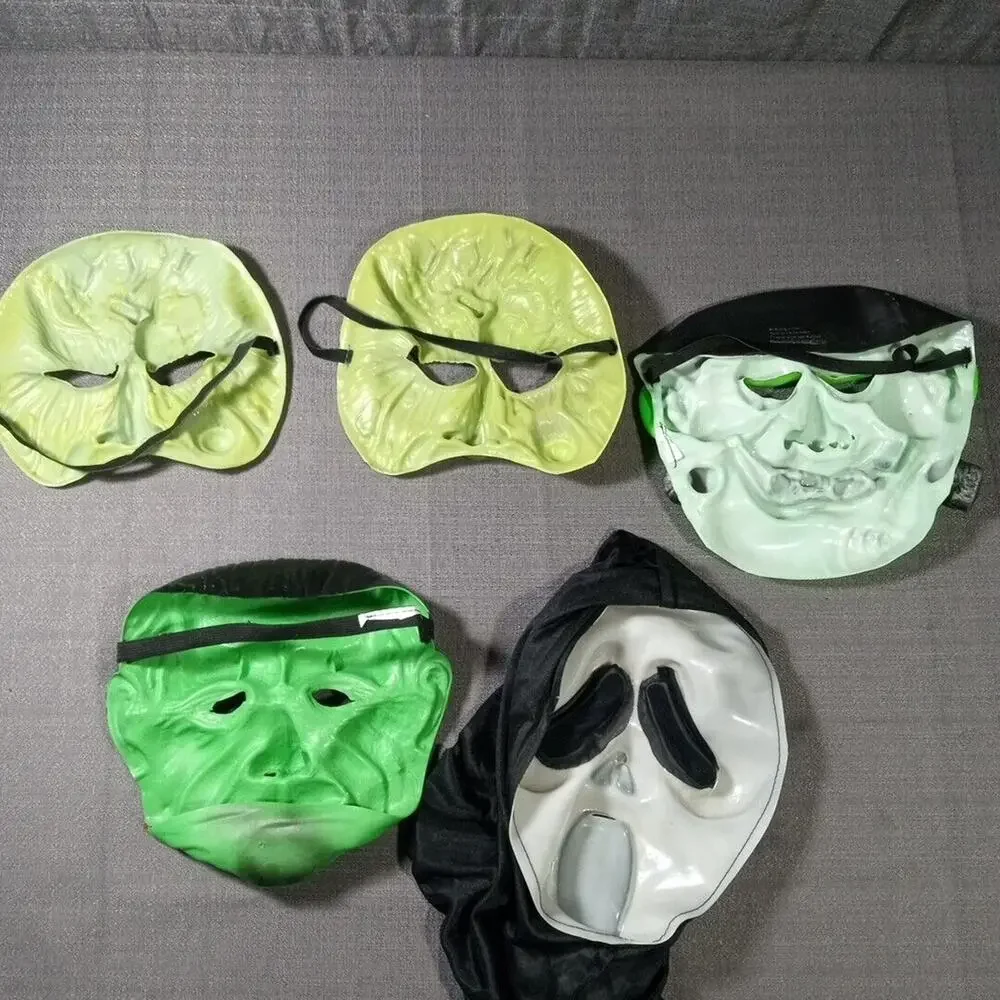 Vtg 90s Kids Ghost Frankenstein Halloween Mask Rubber Latex Vinyl Costume Lot